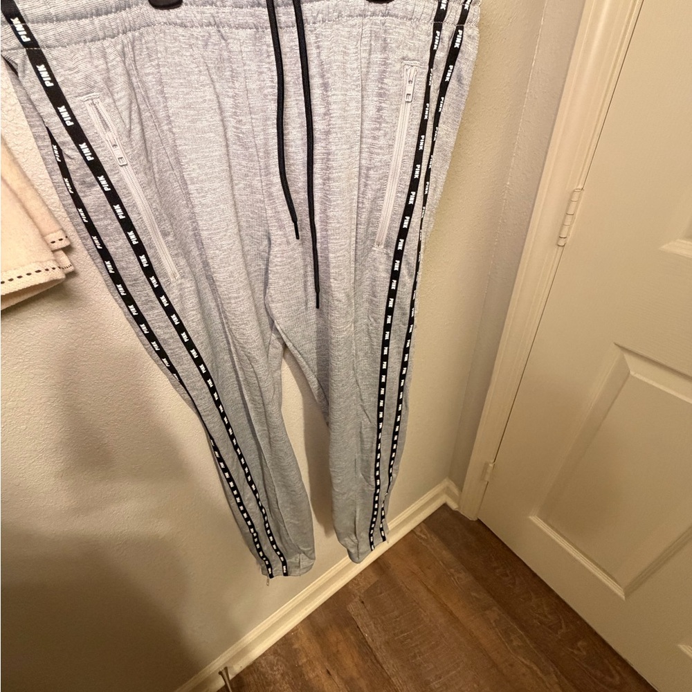 Women Gray Track Joggers with Black Side Stripe